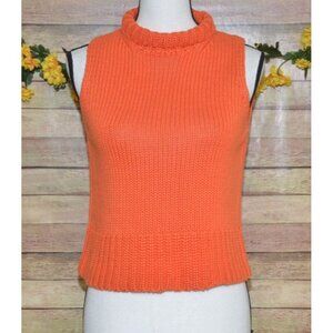 Express World Brand Y2K Orange Crop Sweater Sleeveless Mock Neck Ladies M